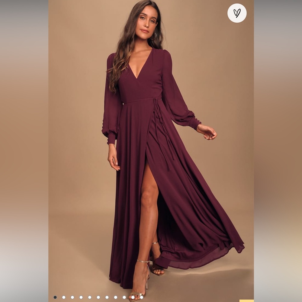 My Whole Heart Plum Long Sleeve Wrap Dress Lulus